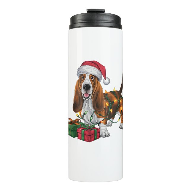 Termo Navidades de perras de Santa Hat Basset Hound (Anverso)