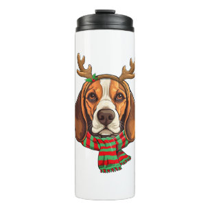Termo Navidades de Perro Beagle renos Santa Hat Gracioso