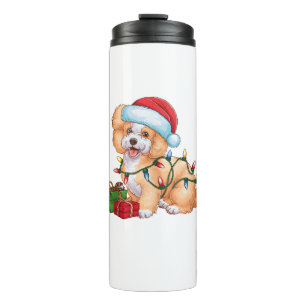 Termo Navidades de perro de Bichon Frise de Santa Hat