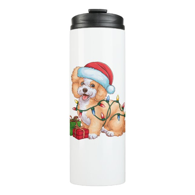 Termo Navidades de perro de Bichon Frise de Santa Hat (Anverso)
