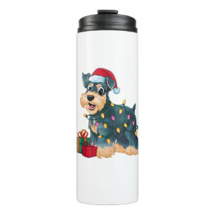 Termo Navidades de perro de Santa Giant Schnauzer ilumin