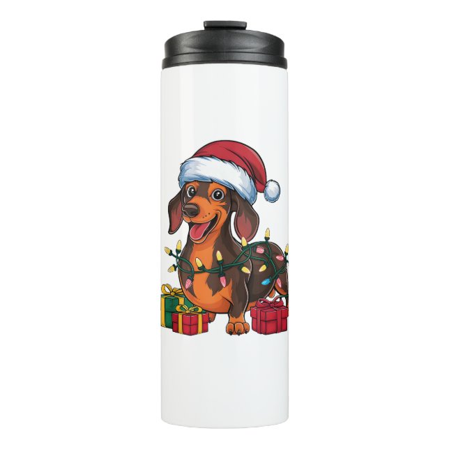 Termo Navidades de perros de Santa Hat Dachshund que ilu (Anverso)