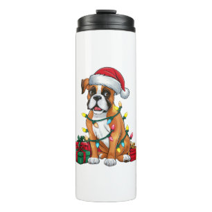 Termo Navidades de perros del Boxer de Santa Hat Lughing