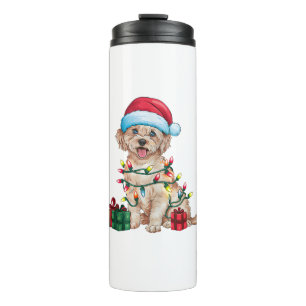 Termo Navidades de perros malteses de Santa Hat iluminan