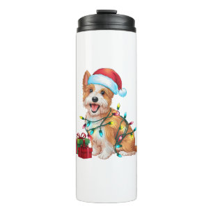 Termo Navidades de perros Westie de Santa Hat Lughting