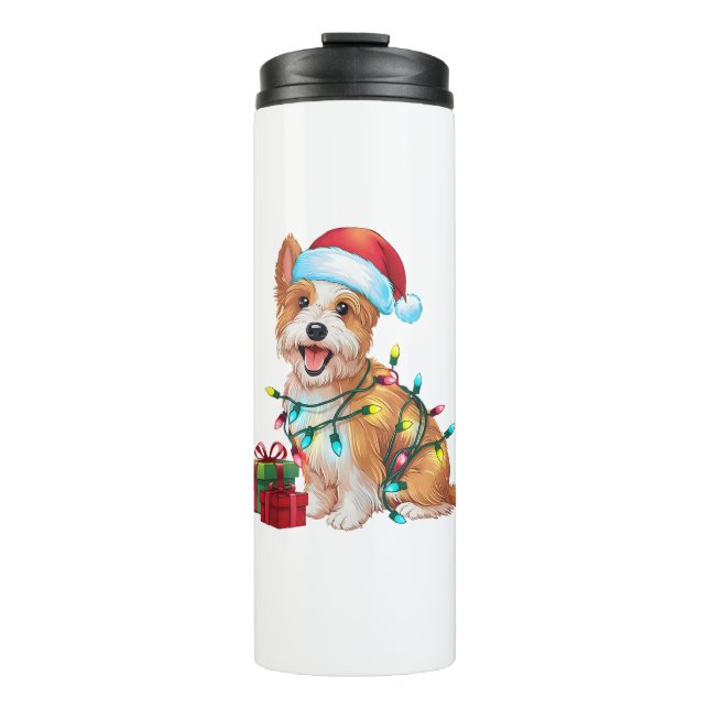 Termo Navidades de perros Westie de Santa Hat Lughting (Anverso)