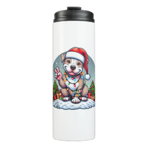 Termo Navidades de Pitbull, mano de paz divertida, ilumi