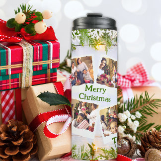 Termo Navidades de plantilla de fotos de color blanco y