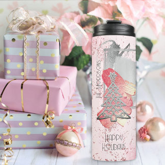 Termo Navidades de plata con plantilla de fotos de color