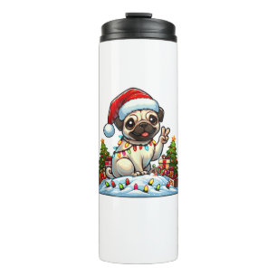 Termo Navidades de Pug, mano de paz divertida, iluminan