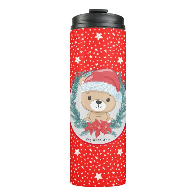 Termo Navidades de Santa Teddy Bear Estrella Roja y Blan (Anverso)