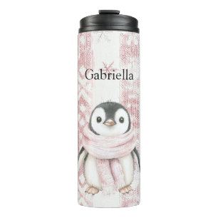 Termo Navidades de Snowflakes con pinguino rosa