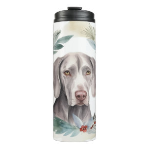 Termo Navidades de Weimaraner Wreath Festive Pup
