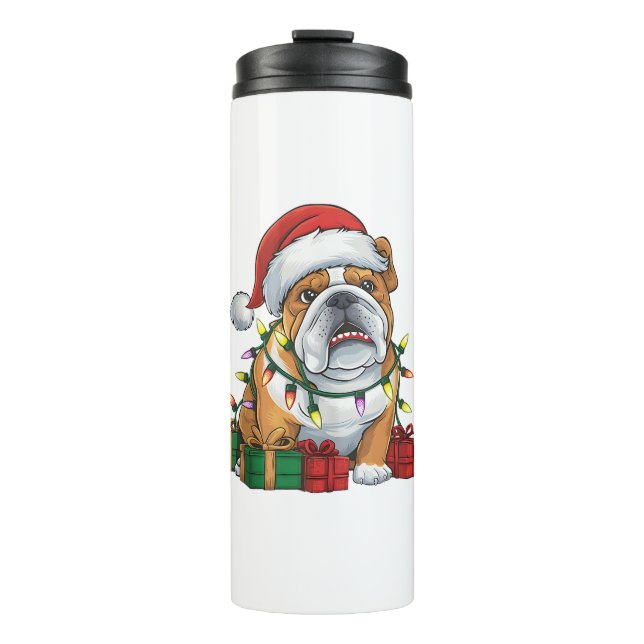 Termo Navidades del Bulldog inglés Xmas Lighting Santa H (Anverso)