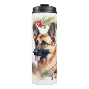 Termo Navidades del Pastor Alemán Wreath Festive Pup