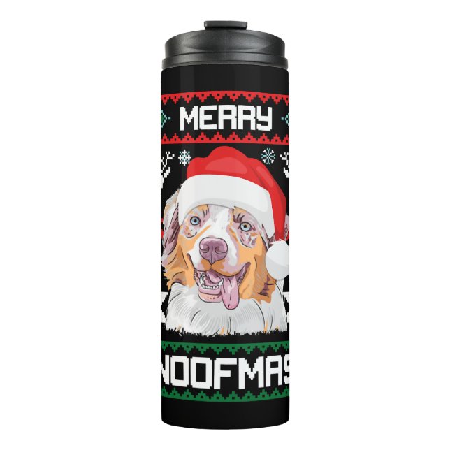 Termo Navidades del Pastor Australiano Merry Woofmas (Anverso)