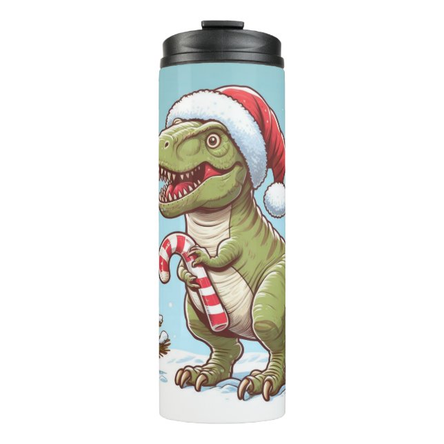 Termo Navidades dulces de caña de caramelo dinosaurio (Anverso)