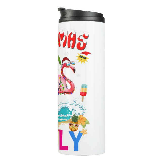 Termo Navidades en julio: Nochebuena divertida de Pink F (Rotado hacia la derecha)