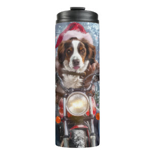 Termo Navidades en motocicleta de Brittany Spaniel