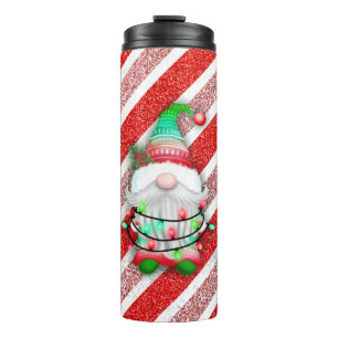Termo Navidades enciende Gnome On Candy Cane Purpurina
