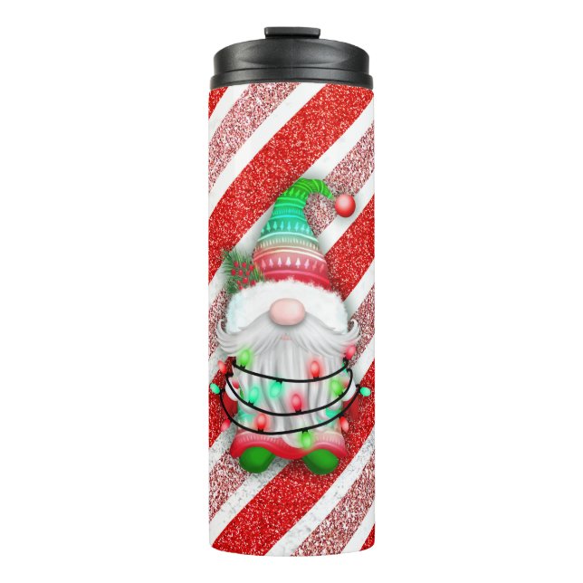 Termo Navidades enciende Gnome On Candy Cane Purpurina (Anverso)