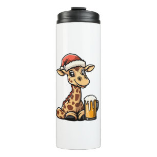 Termo Navidades Giraffe con cerveza _ Fiesta gracioso de