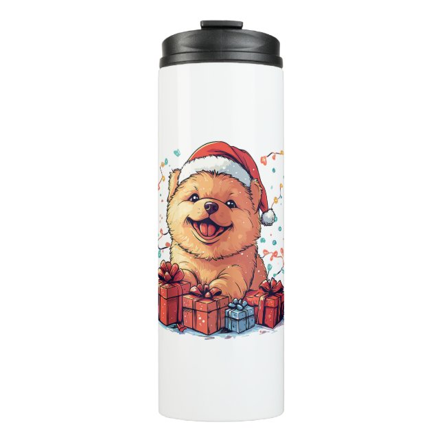 Termo Navidades graciosos de Santa Hat chow navideño (Anverso)