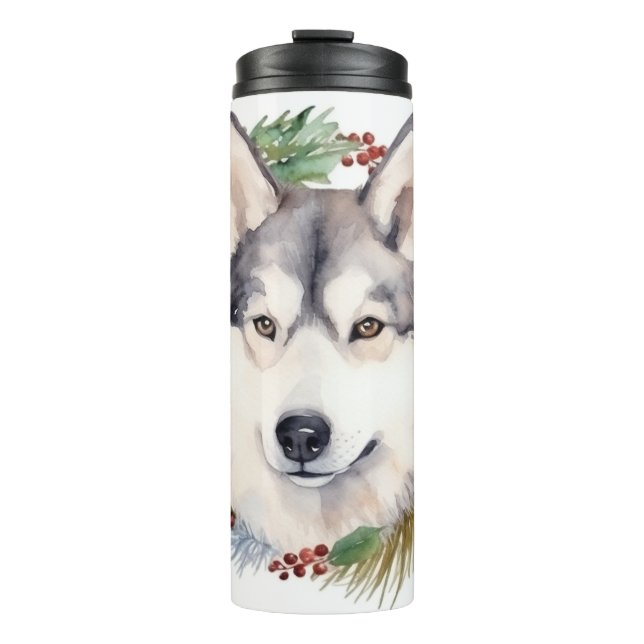 Termo Navidades Husky siberianos de corona festividad (Anverso)
