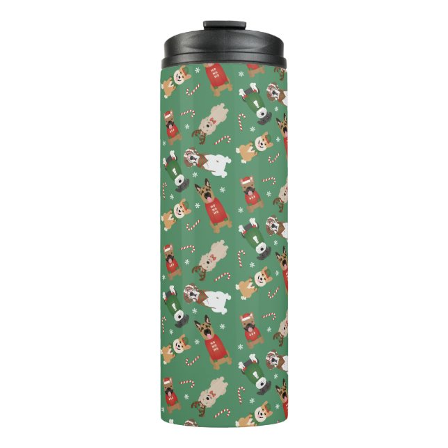 Termo Navidades Patrón de perros Rojo Verde (Anverso)