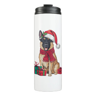 Termo Navidades perinos de Navidad en Santa Hat Malinois