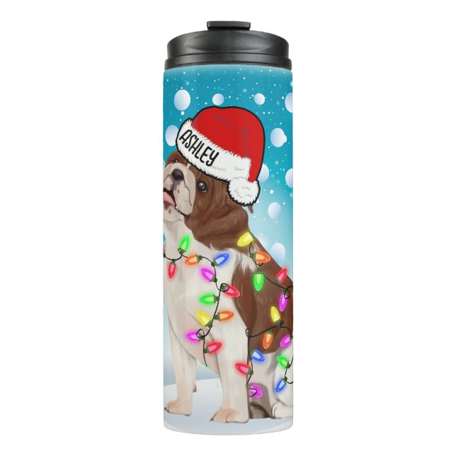Termo Navidades personalizados Bulldog inglés Jefe Santa (Anverso)