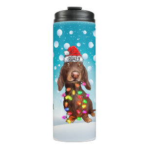 Termo Navidades personalizados Dachshund Head Santa Hat