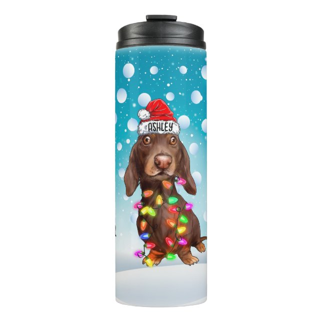 Termo Navidades personalizados Dachshund Head Santa Hat (Anverso)