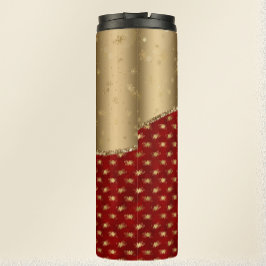 Termo Navidades Red Red Floral Pattern con cinta dorada