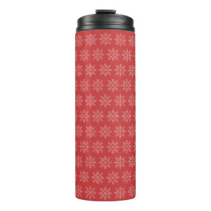 Termo Navidades rojos arte estacional de copos de nieve