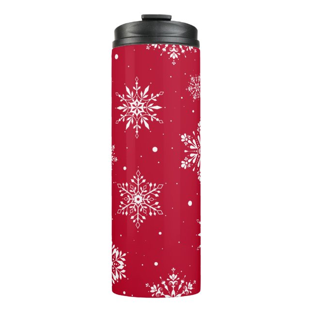 Termo Navidades rojos de copas de nieve (Anverso)