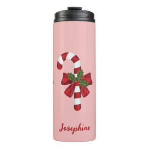 Termo Navidades Rojos Y Blancos Candy Cane Y Nombre Pers