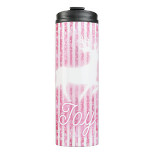 Termo Navidades rosas y blancos disfrutan reno