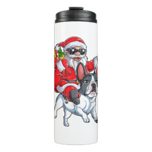 Termo Navidades Santa Claus viajando en Bulldog francés