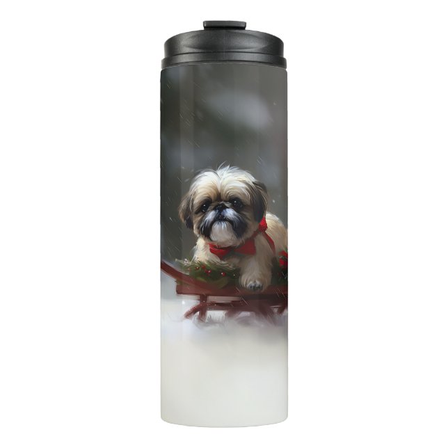 Termo Navidades Shih Tzu nevan en invierno (Anverso)