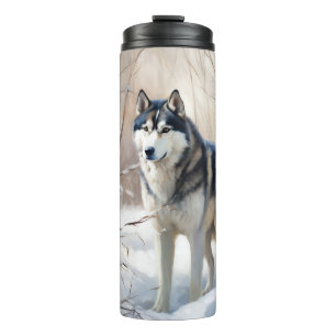 Termo Navidades Siberian Husky Let It Snow