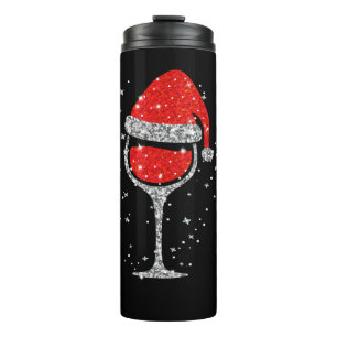 Termo Navidades Vino Vidrio Snowflakes Santa Hat Vino Ro