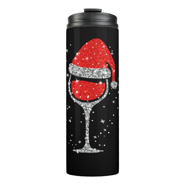 Termo Navidades Vino Vidrio Snowflakes Santa Hat Vino Ro (Anverso)