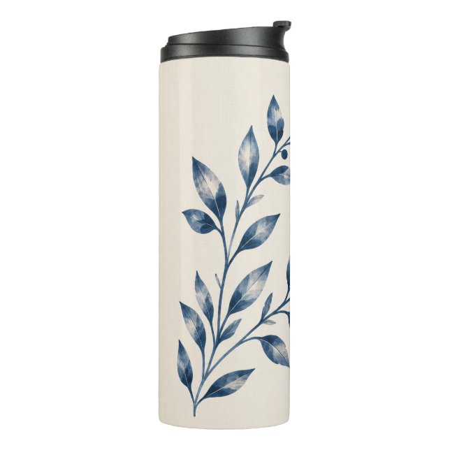 Termo Navy Blue Foliage Minimalist Thermal Bottle (Rotado hacia la izquierda)