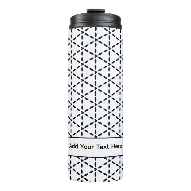 Termo Navy Blue Geometric Pattern on White (Anverso)