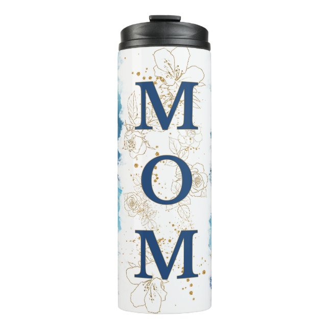 Termo Navy Marble Mom Photo Coffee Travel Tumbler Mug (Anverso)