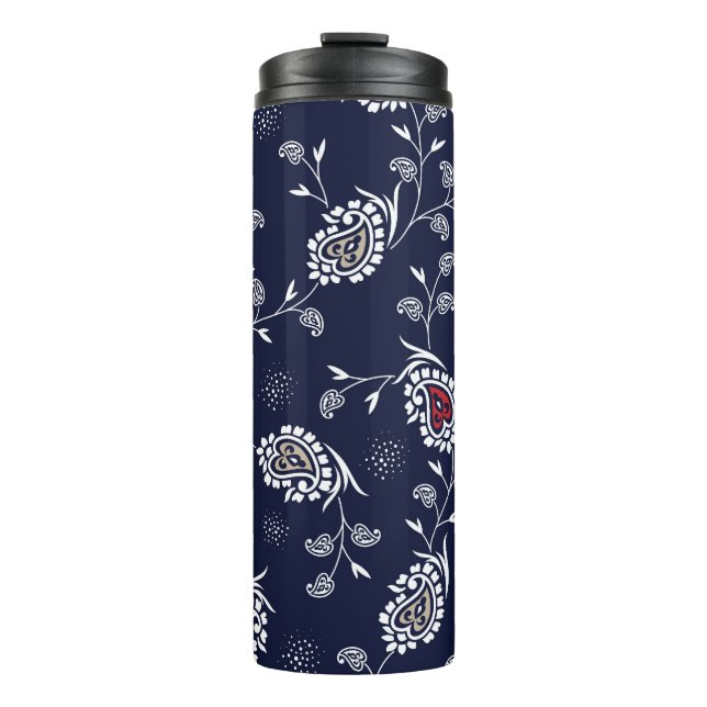 Termo Navy Paisley: Diseño de Patrones Elegantes. (Anverso)