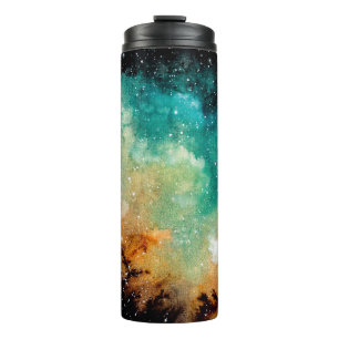 Termo Nebulosa amarillo brillante, estrellas y seda colo