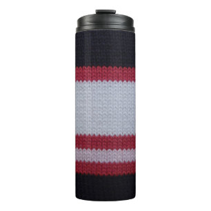 Termo Negro blanco rojo: Patrón de tela de punto de lana