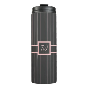 Termo Negro con Tumblador térmico Pinstripes rosado